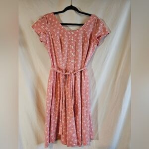 Vinatge Avon FASHION Floral Pink Dress 13/14 Medium/ Small